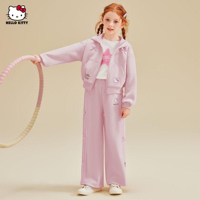 Hellokitty Girls' Spring Clothing 2025 New Kidsren's Sports Suit Pink Girl's Jacket and Pants Two-Piece Set