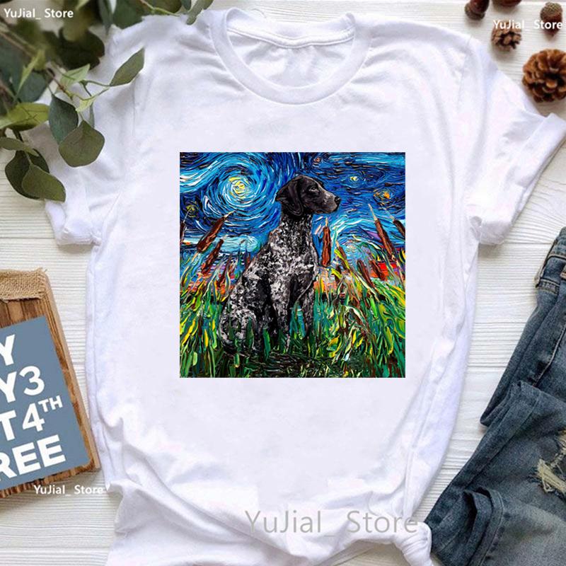 Vintage T Shirt Girls Starry Sky Chihuahua Bulldogaussieyorkshire Terriercatrabbit Print T Shirt Unisex Aesthetic Clothes