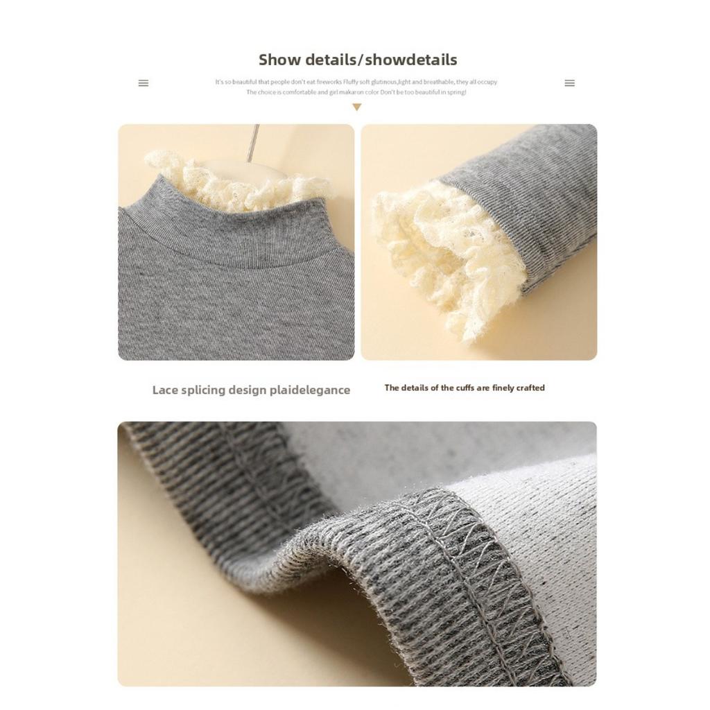 Lace Patchwork Half High Neck Base Sweater for Women, Autumn and Winter Thread Slim Fit Sweater, Lace Knit Sweater, Inner Top