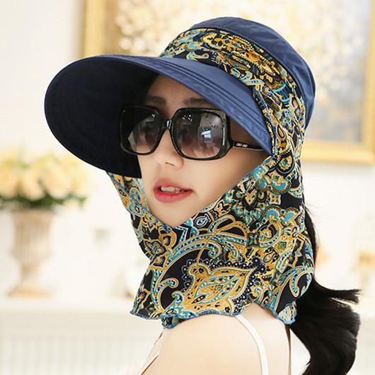 Hat Women's Summer Foldable Summer Sun Hat Outdoor Cycling Big Edge Face Cover Sun Hat