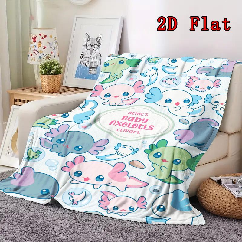 Cute Axolotls 2D Flat Pattern Flannel Blanket High quality All Seasons Warmth and Comfort Perfect for Christmas Gifts.PMT0914068