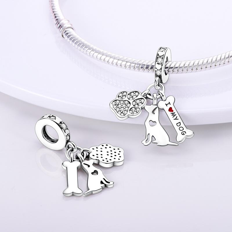 Copper Dog Bone Pendant Charm Beads Suitable For Women'S Exquisite Bracelet Diy Jewelry Gift
