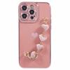 For iPhone 13 Pro Case Electroplating Edge Heart Pattern TPU Phone Cover with Strap