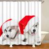 Süßer Sibirischer Husky Duschvorhang Weihnachtlicher Duschvorhang Set Husky Hund Welpe Badezimmervorhang Haustier Hunde Weihnachten Heimdekoration