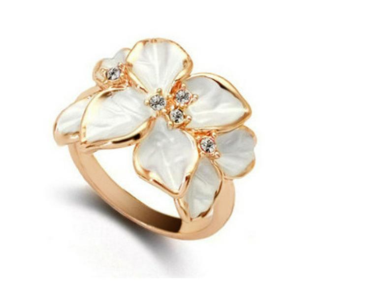 Inel Pictură în Ulei Cristal Gardenia Huailang pentru Femei - Stil Coreean, Mărimea 18