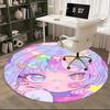 1pc Anime Design Round Carpet Cute Girl with Heart Glasses Chair Mat for Office, Home Decor, Living Room, Bedroom, Game Room Festival Gift