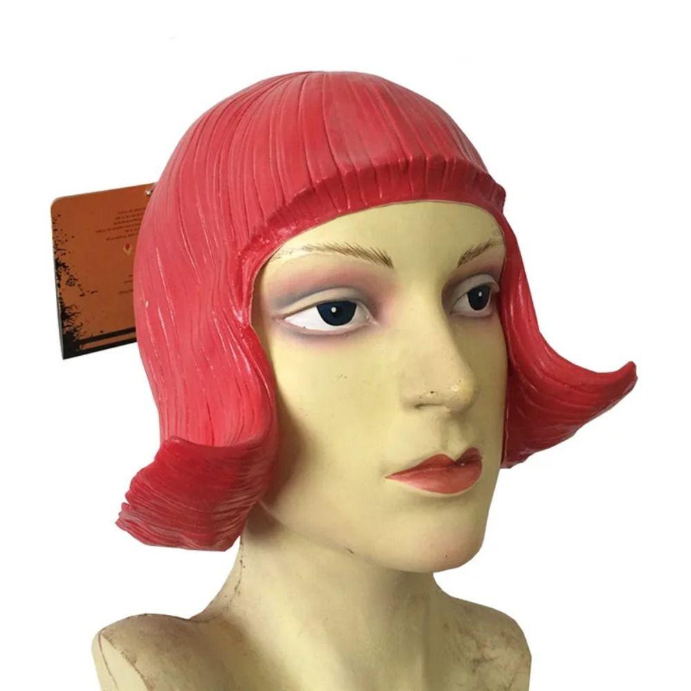 Comfortable To Wear Latex Mask Realistic Rubber Colorful Hair Hats Overhead Masks Dance Party