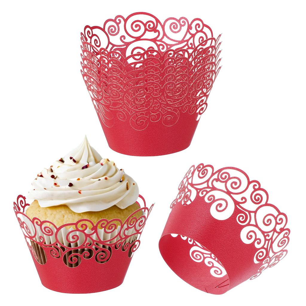 50 Pack Cupcake Wrappers Paper, Baking Cups Standard Cloud Decoration for Anniversary Birthday Weddings and Parties, Pink