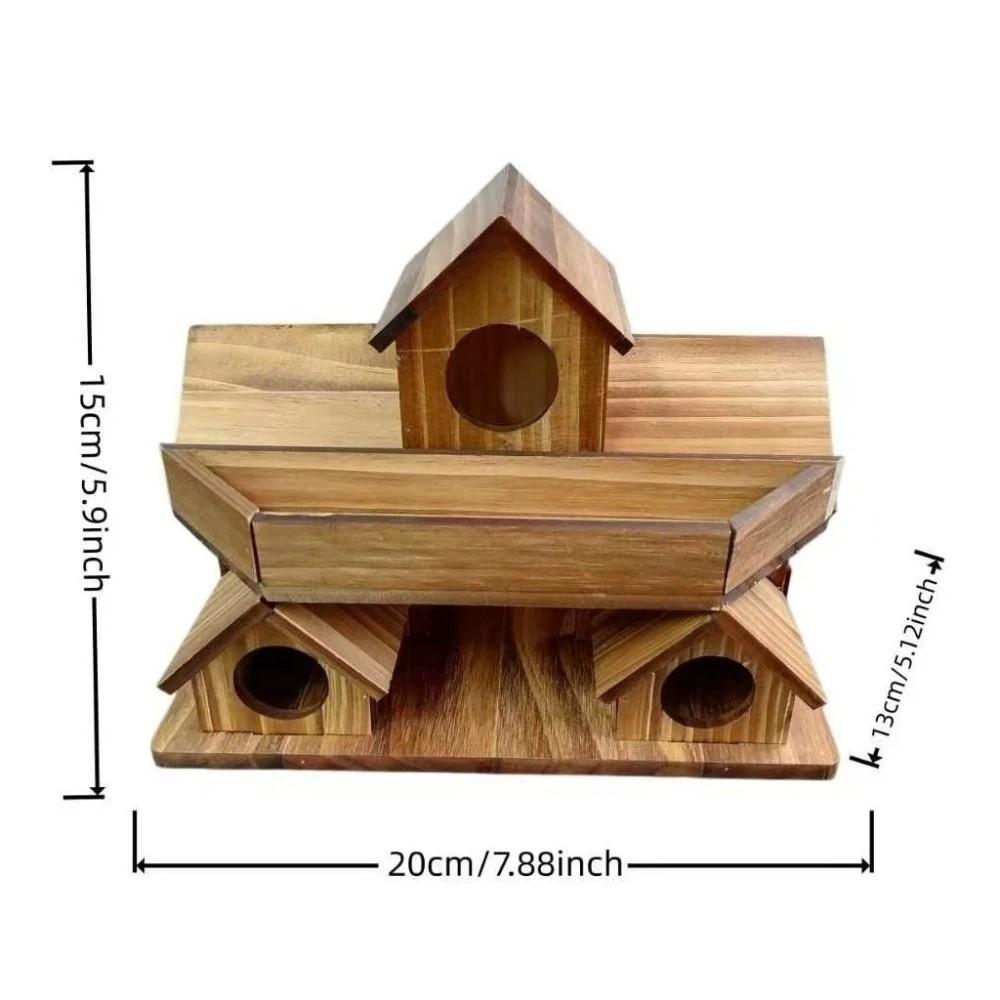 Handgefertigtes Holzvogelhaus Wasserdicht 3 Kammern Vogelzuchtbox Wetterfest Verdicktes Vogelfutterhaus Vogelhaus Hinterhof