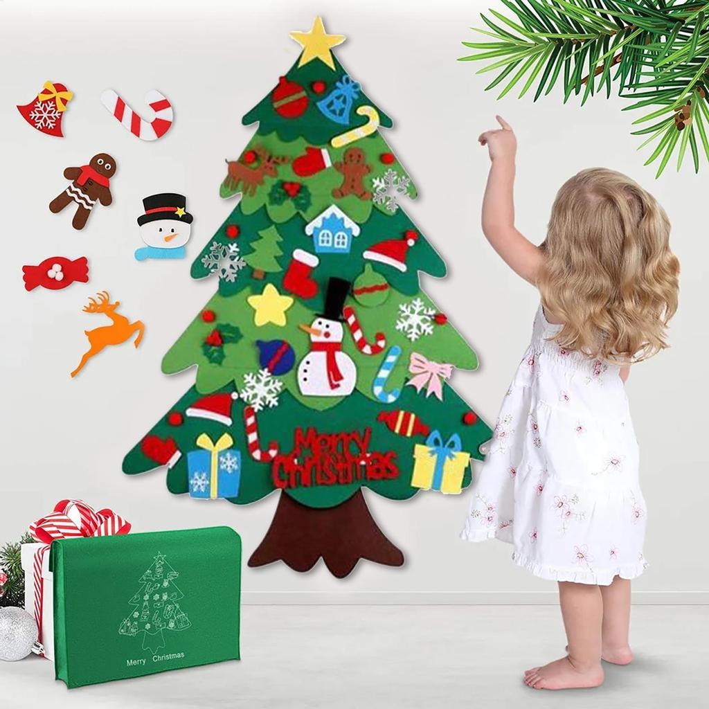 DIY Felt Christmas Tree Christmas Decoration for Home Navidad Noel 2025 New Year Christmas Ornaments Santa Claus Xmas Kids Gifts