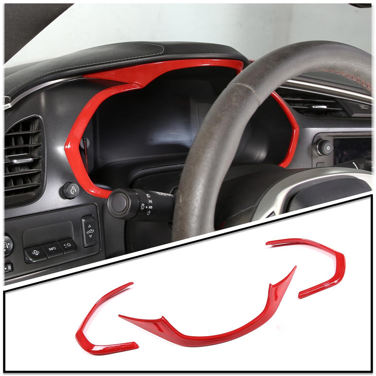 Red Dashboard Console trument Cover Trim for  Corvette C7 2014-