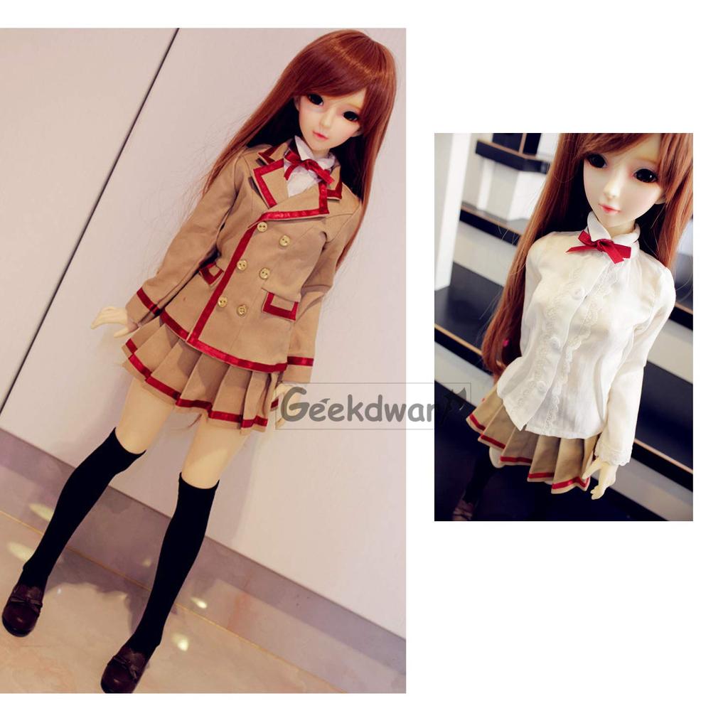GeekDwarf of Doll Clothes Costume Student Figure Sailor Suit JK School Uniform Socks with Loafers Shoes Set of [Set 7] 1/3 (Full 7)
