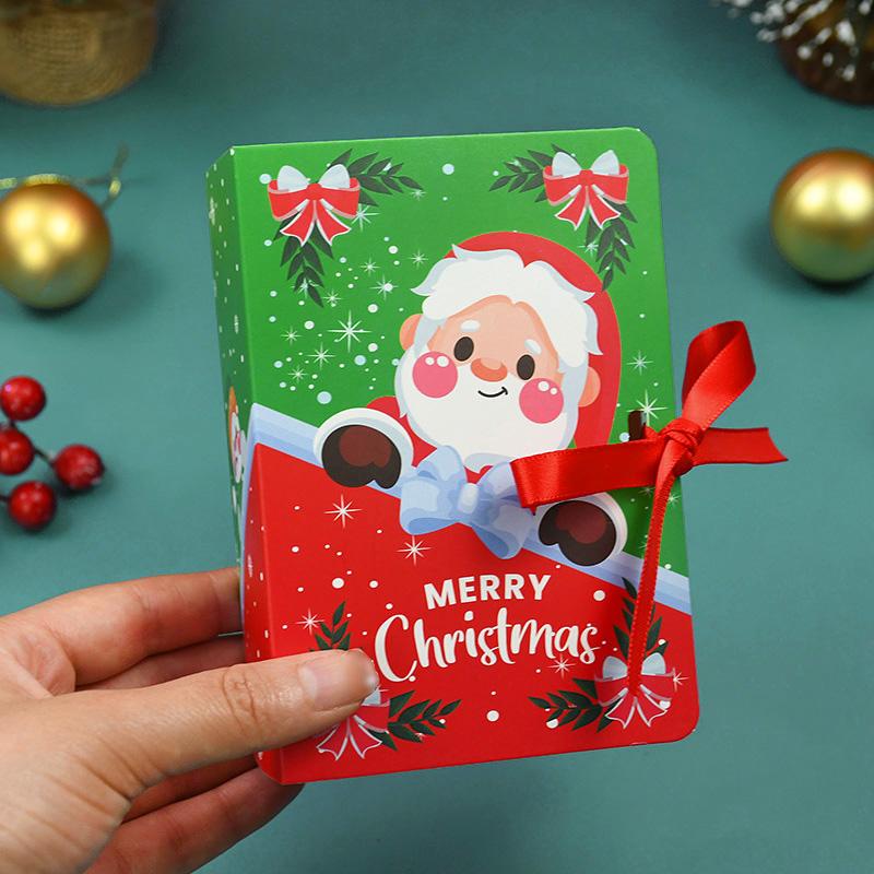 5Pcs Book Shape Merry Christmas Candy Boxes Bag Santa Claus Kids Gift Packaging Box Navidad Natal Noel Party Decoration Supplies