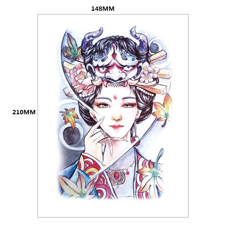 Traditionelle schöne Frau Charakter Tränen Geisha Farbe Wasser Transfer Blume Arm Anti-Real Tattoo Aufkleber Tattoo