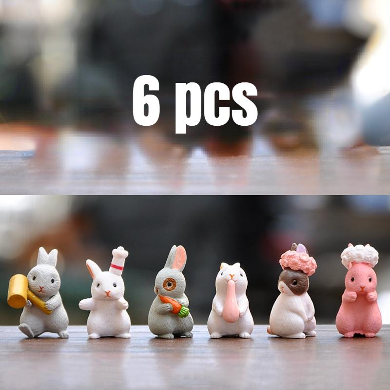 Creative Little Bunny Family Doll Ornaments DIY Micro Landscape Lawn Decoration Easter Tabletop Cake Resin Rabbits Ornaments New