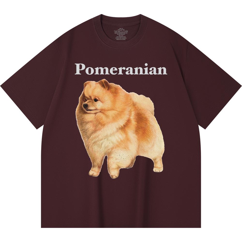 230GSM 100% bavlněné tričko s potiskem pomeraniana, vtipná trička ve stylu Harajuku, tričko z česané bavlny