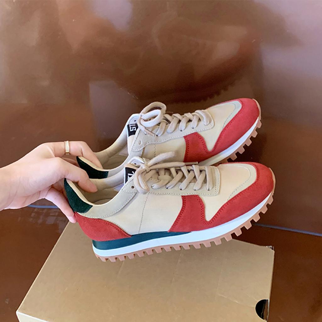 Grape mother studiolee spring color matching low-top round head lace-up versatile Forrest Gump shoes women's 2025 new models