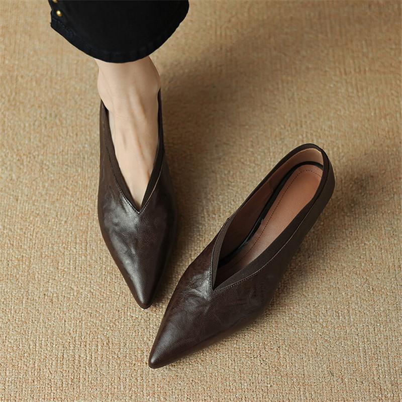 Fashion New Spring Summer Genuine Leather Women Shoes Fashion Pointed Toe Women Pumps High Heels Zapatos Mujer Ladies Shoes Brown