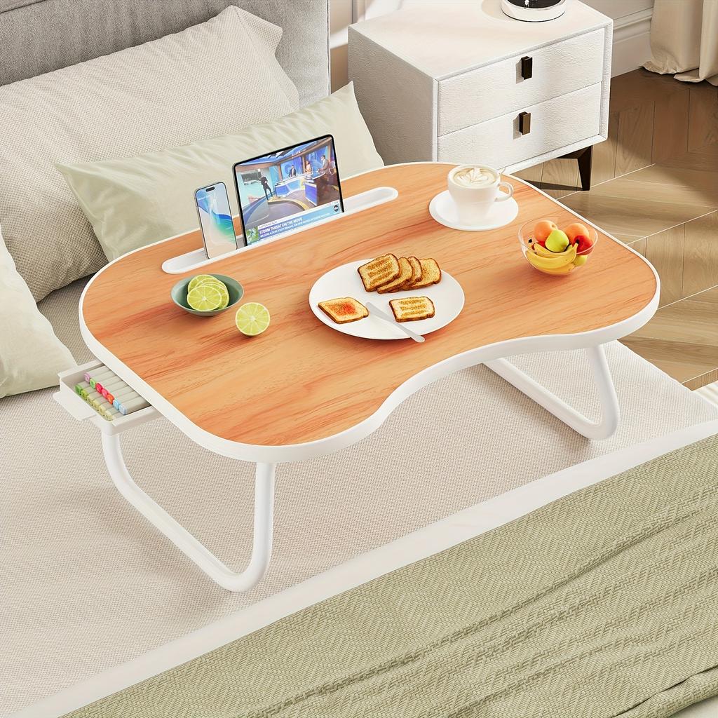 Versatile Foldable Laptop Desk with Cup Holder & Phone Stand ,Portable Bed Tray for Breakfast, Ideal for Floor Reading & Writing