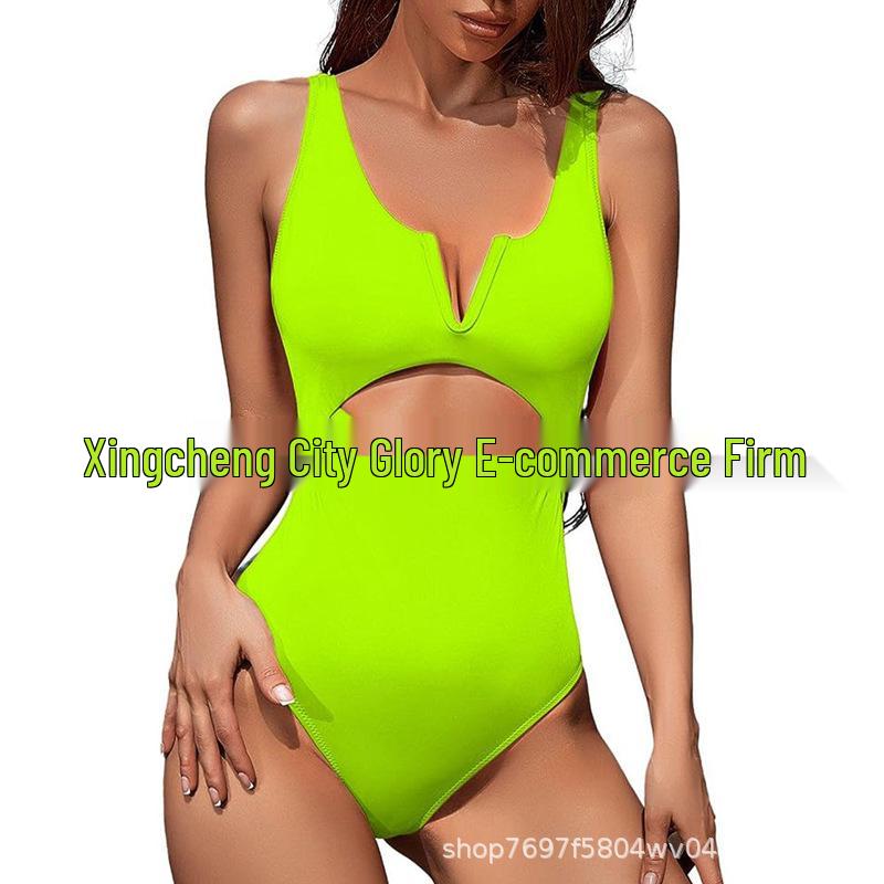 

Женский слитный купальник в европейском и американском стиле: Сексуальный, Легкий, Дышащий Слинг для Летнего Отдыха на Пляже S