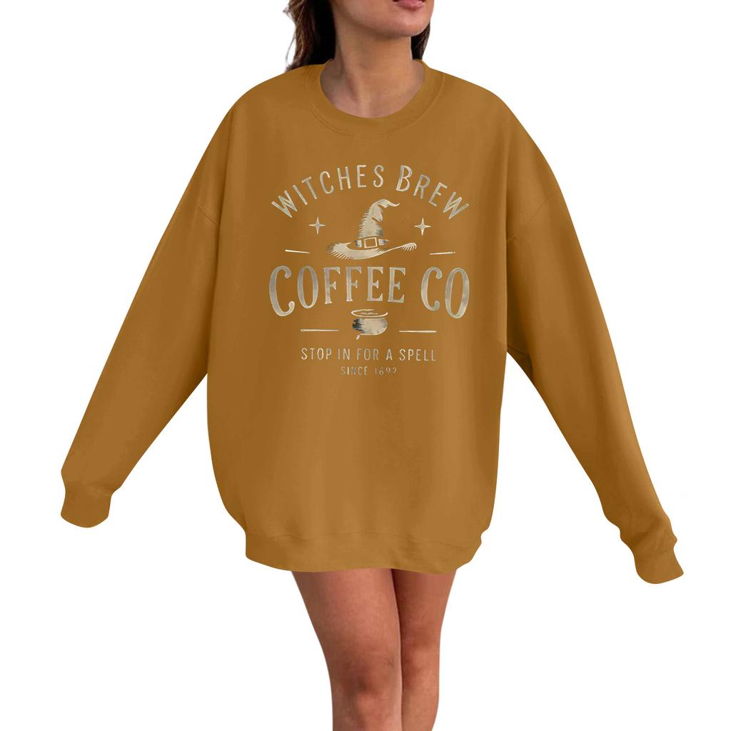 Women's Casual Fashion Long Sleeve Halloween Print Pullover Round Neck Sweatshirt