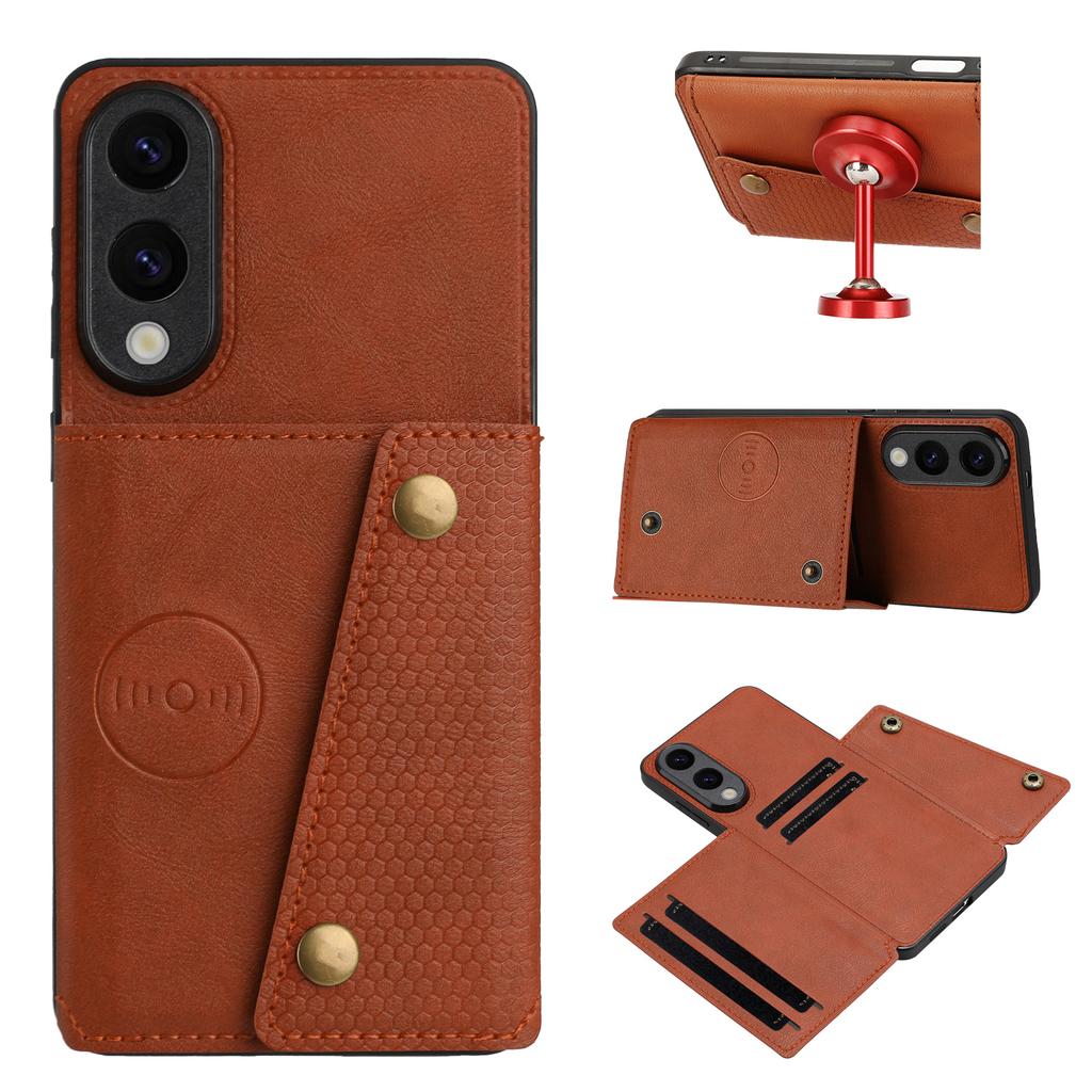 For Samsung Galaxy S25 Edge Case with Card Slots Kickstand Leather+TPU Phone Cover