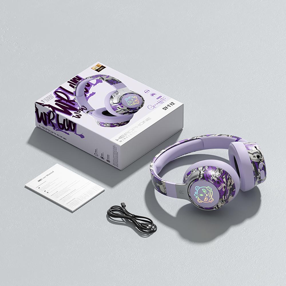 

Bluetooth 5.3 Gaming Headset- RGB Lights Wireless Headphones, Low Latency Mode, Noise Cancelling Mic, Comfort Earmuffs for PC фиолетовый