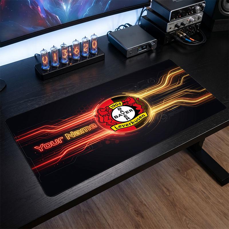 Bayer Leverkusen Football Custom Large Mouse Pad, Personalized Name Text Print, Football Logo Non‑Slip Desk Mat Gaming Gift