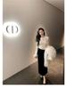 Women's Korean Style White Fluffy Long Sleeve Base Layer Top for Autumn/Winter - Slim Fit, Stylish, and Suitable as Outerwear