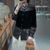 Black Silk Velvet Long Sleeve Top - New Chinese Style Women's Autumn Shirt