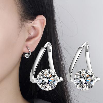 1 Paar Damen-Ohrringe mit Strass, silberfarben, elegant, luxuriös, funkelnd, golden, hypoallergen, Mädchen-Ohrringe