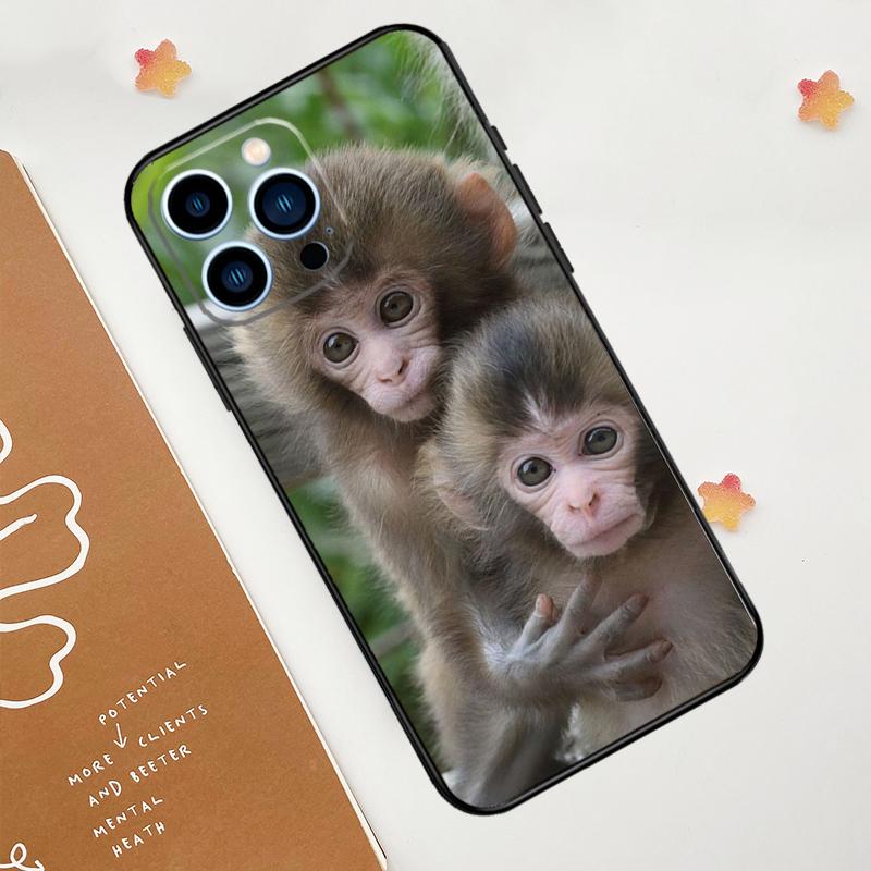 Cute Baby Monkey Animal Phone Case For iPhone 17 Pro Max 11 14 15 16 Pro Max 12 13 mini 16 Plus 16e 17 Air Funda
