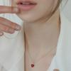 Modernlike 14k GF Silver Coral Red Quartz Crystal Heart Necklace 2P Set