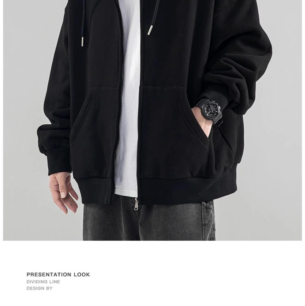Men's Japanese-Korean Style Loose Zipper Hoodie - Trendy Early Autumn/Winter Casual Jacket