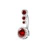 Navel Ring Western Style Red Zircon Studded Sexy Minimalist 1Pcs Body Piercing Jewelry for Beach Party Daily Wear