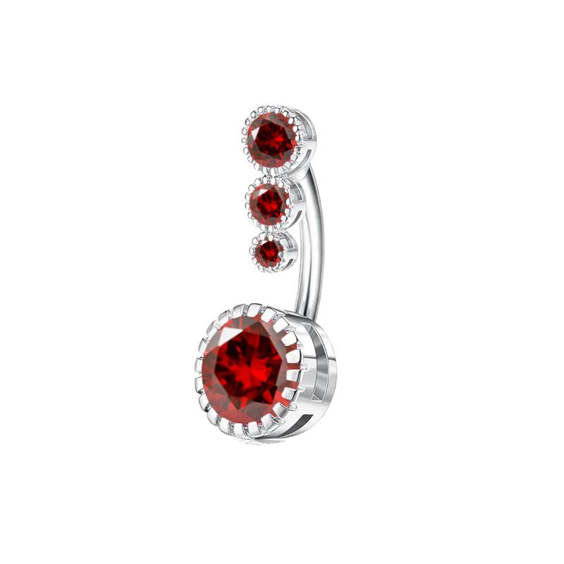 Navel Ring Western Style Red Zircon Studded Sexy Minimalist 1Pcs Body Piercing Jewelry for Beach Party Daily Wear