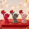 Valentine’s Day Bear Ornament with Preserved Rose Holding Eternal Flower Flocking Bear Decoration Wedding Anniversary