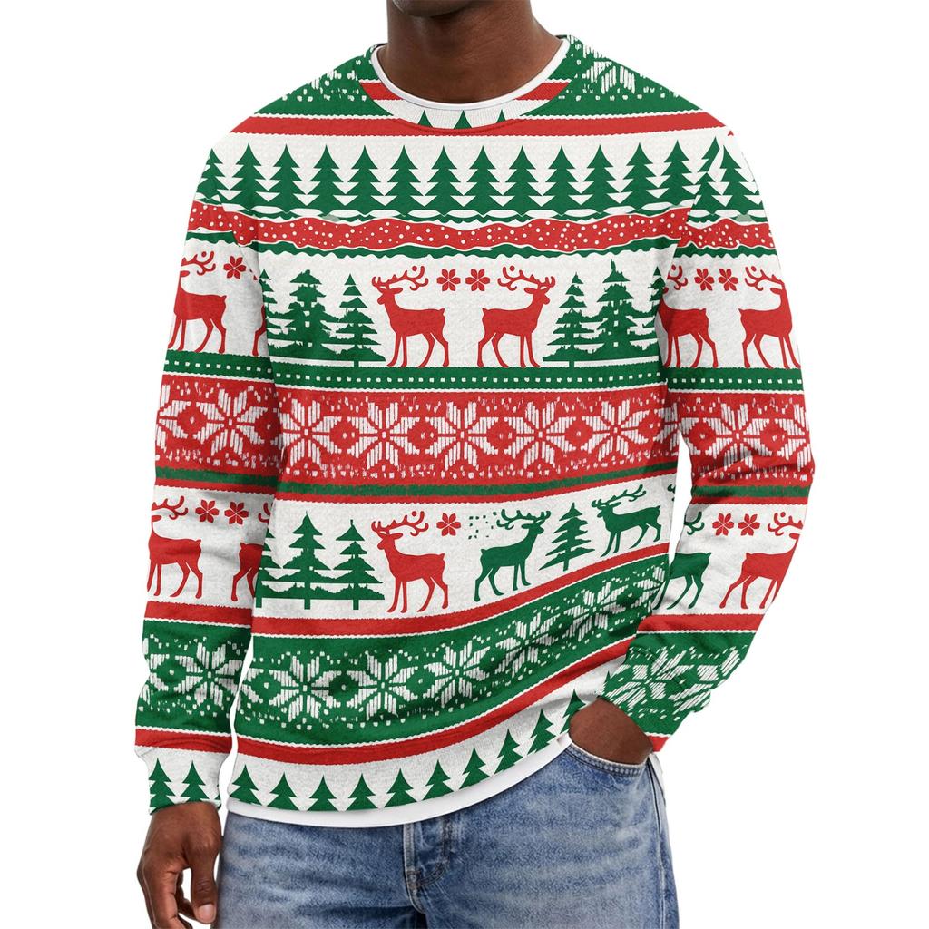 Men's Christmas Hoodless Neck Pullover Sweatshirt, for Him