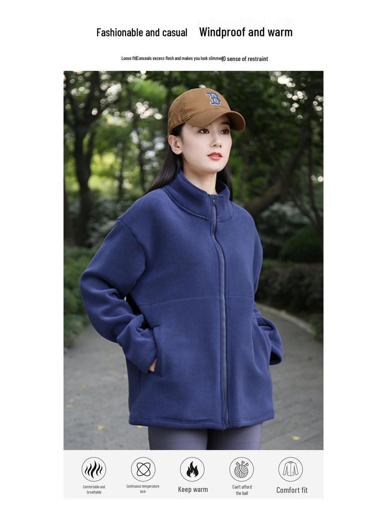 Women's Sherpa Fleece Cardigan Jacket - 2024 Spring/Autumn Collection, Thickened Inner Layer