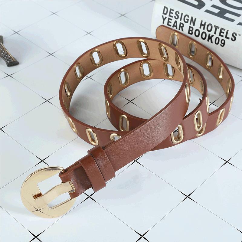Women Waist Belt Adjustable Hole Grunge Punk Belts For Women Alloy Pin Buckle PU Leather Waistband