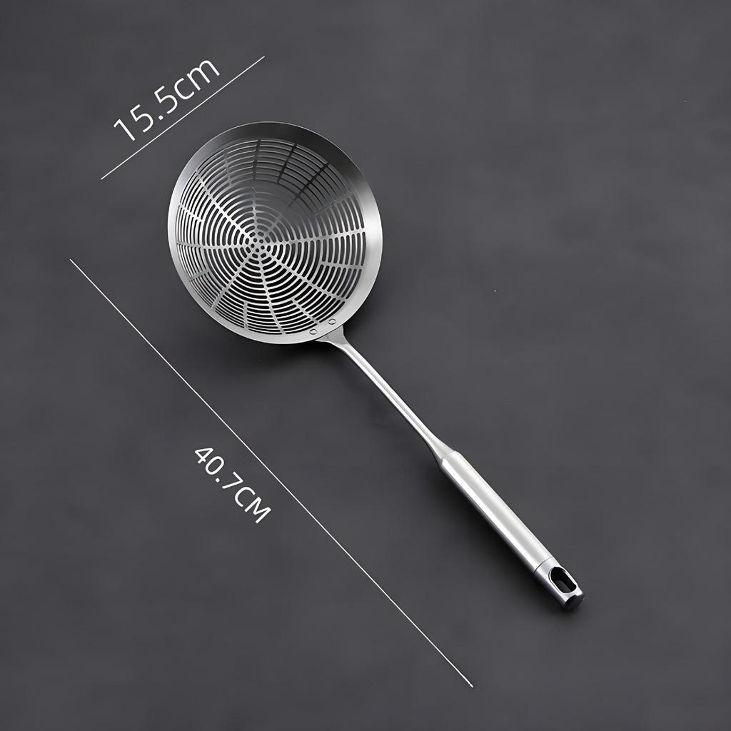304 Stainless Steel Slotted Frying Basket Spoon with Heat Insulation and Anti-Scald Handle