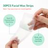 Facial Depilatory Wax Strips 30Pcs Facial Wax Strips+8 Calming Oil Wipes Hypoallergenic Eyebrow Upper Lip Hair Removal Wax Paper