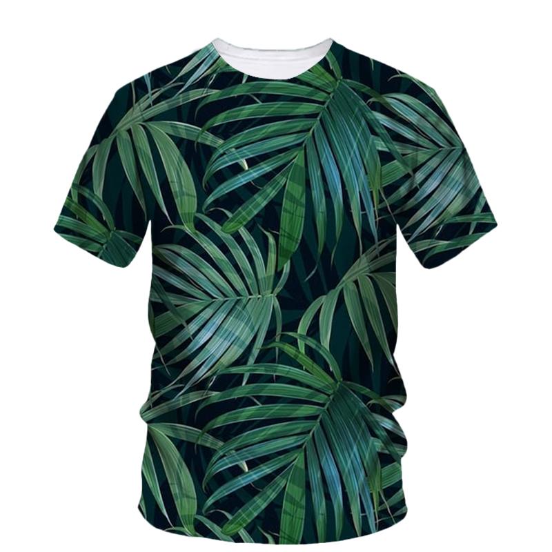 Summer Originality Plant Leaves Graphic T-shirts Trend Casual Personality Fun Printed O-neck Short Sleeve Men's T-shirts