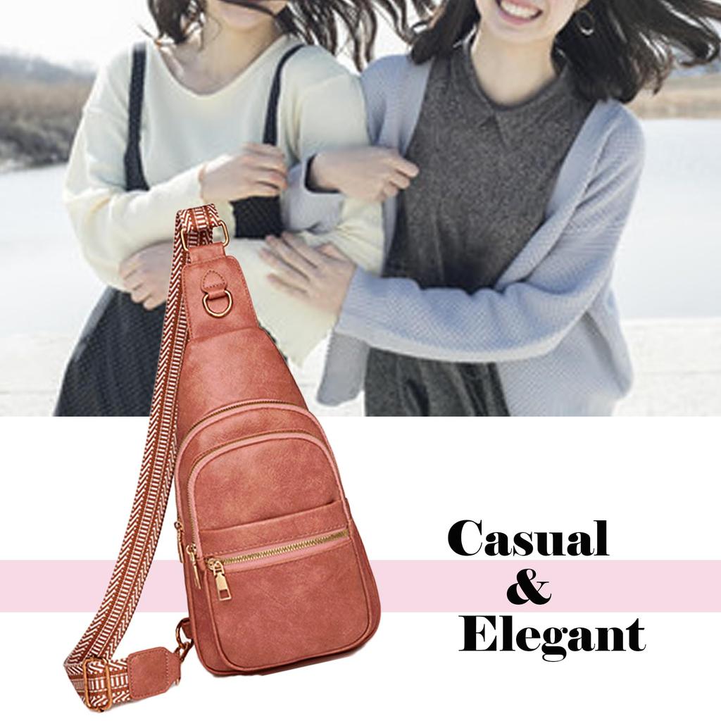 Bolsa Transversal de Ombro Estilosa Feminina Letaya, Impermeável, Design Antigo, Grande Capacidade, Bolsa de Ombro Único (Rosa antigo)