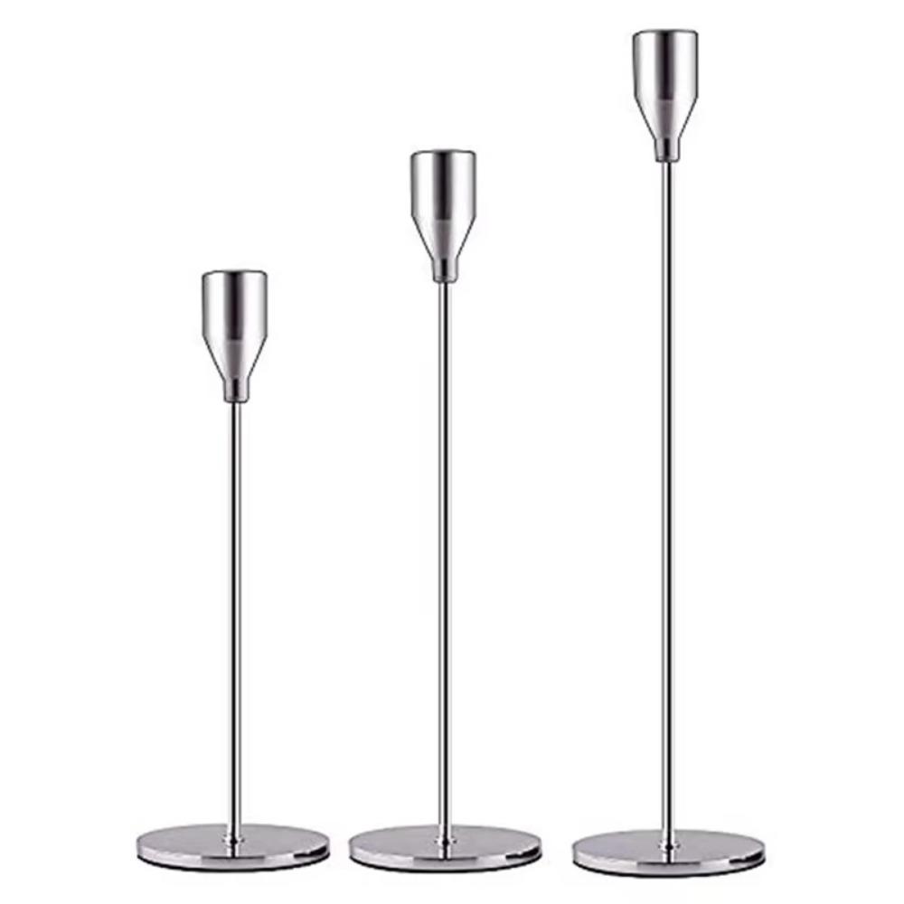 3Pcs Rust-proof Luxury Candlestick High Footed Candle Containers  Christmas Decoration