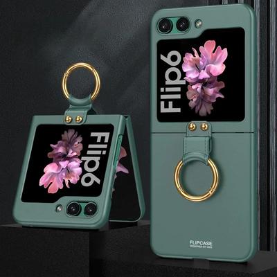 Galaxy Z Flip 6 Electroplate Ring Holder Phone Case for Samsung Galaxy Z Flip 6 Flip6 5G Plastic Hard Shell Shockproof Cover