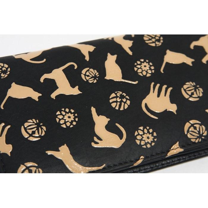 Hasegawa Deer Skin Inden Long Wallet (Cat White) 18.5x9x2cm