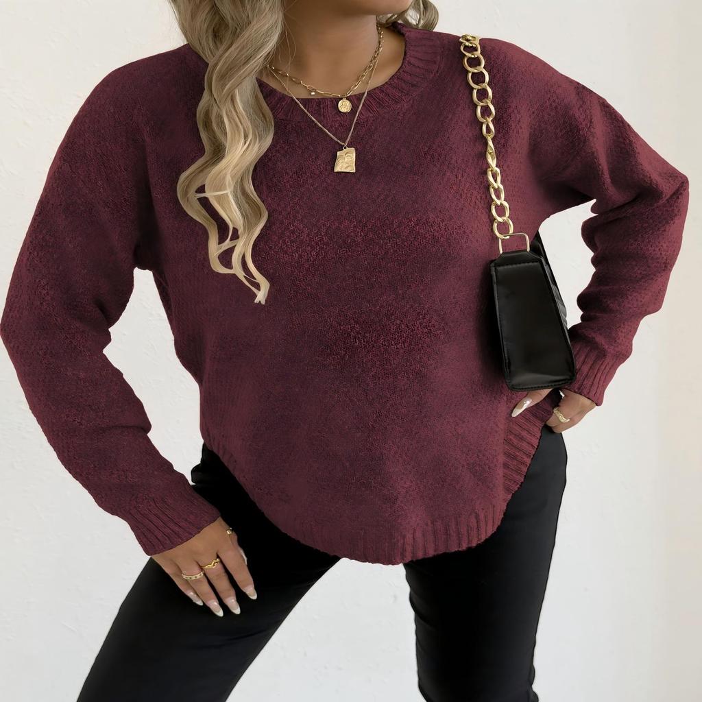 Autumn and Winter Fashion Women  Sleeve Casual Solid Ladies Tops Knitted Loose Sweaters for Female Long Sleeves Solid Color Blouses Shirt