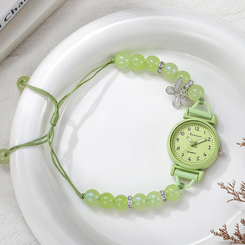 Women's Watch Butterfly Beaded Student Style Simple Fresh Quartz Watch High-End Trendy Design Ladies Watch Daily Wear Girl Gifts