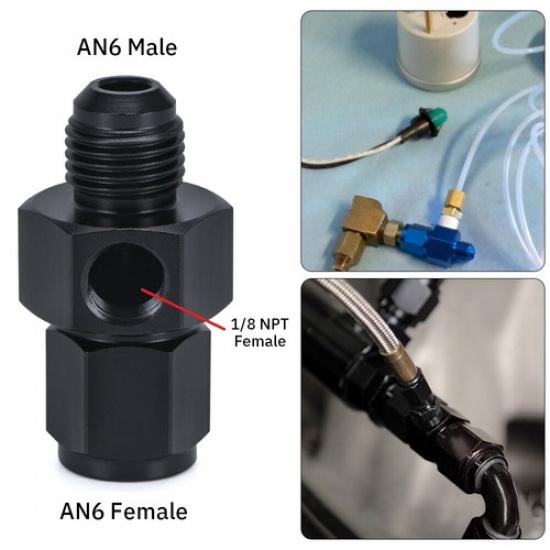 AN6 Male to Female 1/8" NPT Gauge Sensor Side Port Adapter Oil Fuel Fitting Hose